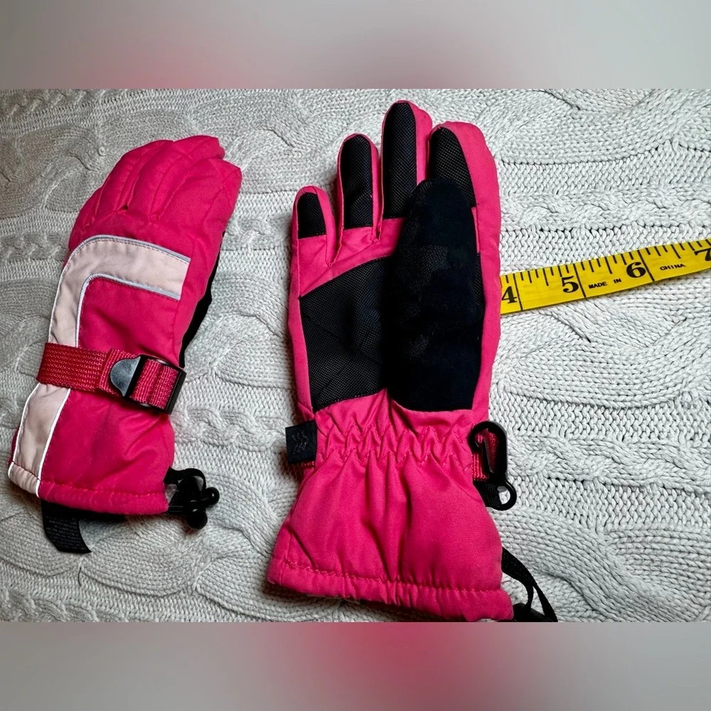 Retro Kids Pink Winter Snow Gloves Size 4-7 #1070